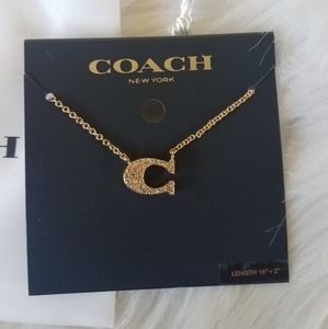Nwt Coach Pave Signature C Necklace